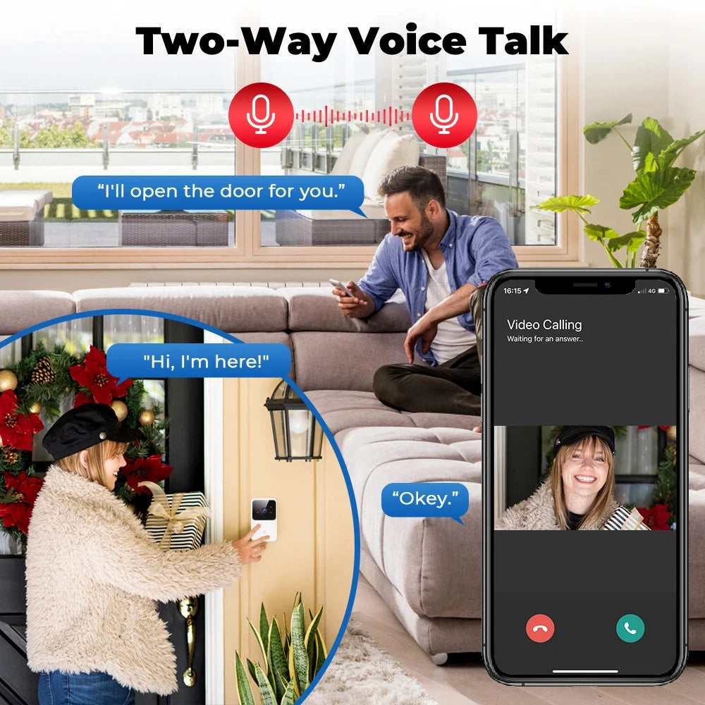 Wifi Door Bell with Camera and Two Way Audio Supported