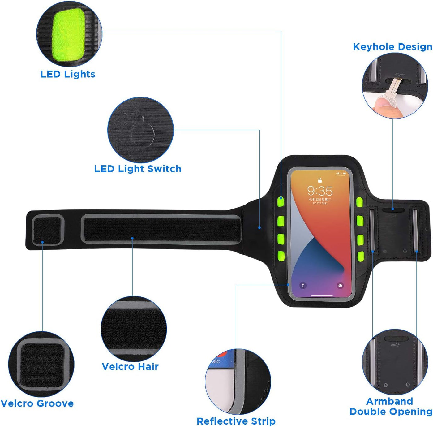 Armband Phone Holder With LED Lights