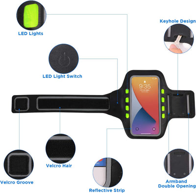 Armband Phone Holder With LED Lights